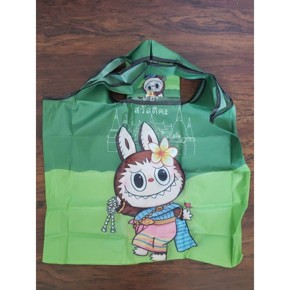Labubu Chic Kawaii Retro Eco Friendly Trendy Packable Sturdy Reusable Nylon Bag - Picture 2 of 5